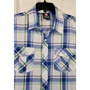 Southpole‎ Shirt XL Short Sleeve Blue Plaid Button Up Y2k Streetwear Casual